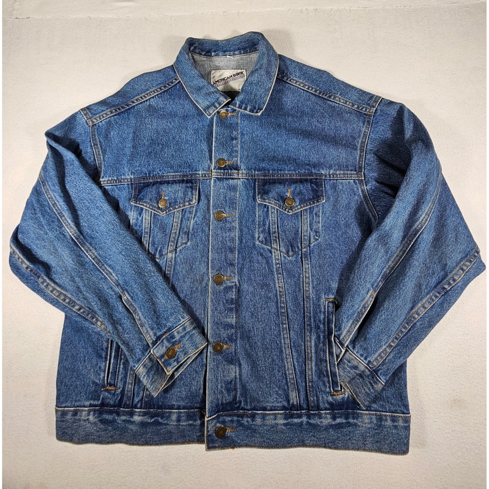 Vintage American Born Winston Rodeo Embossed Denim Trucker Jacket Mens Large